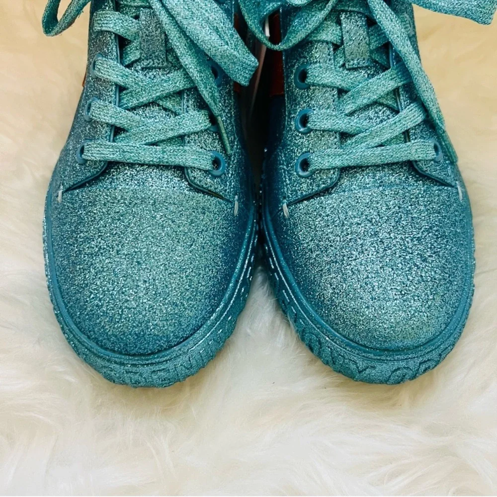 New! OPENING CEREMONY La Cienega Glitter Lace Up Platform Sneakers - Picture 7 of 16